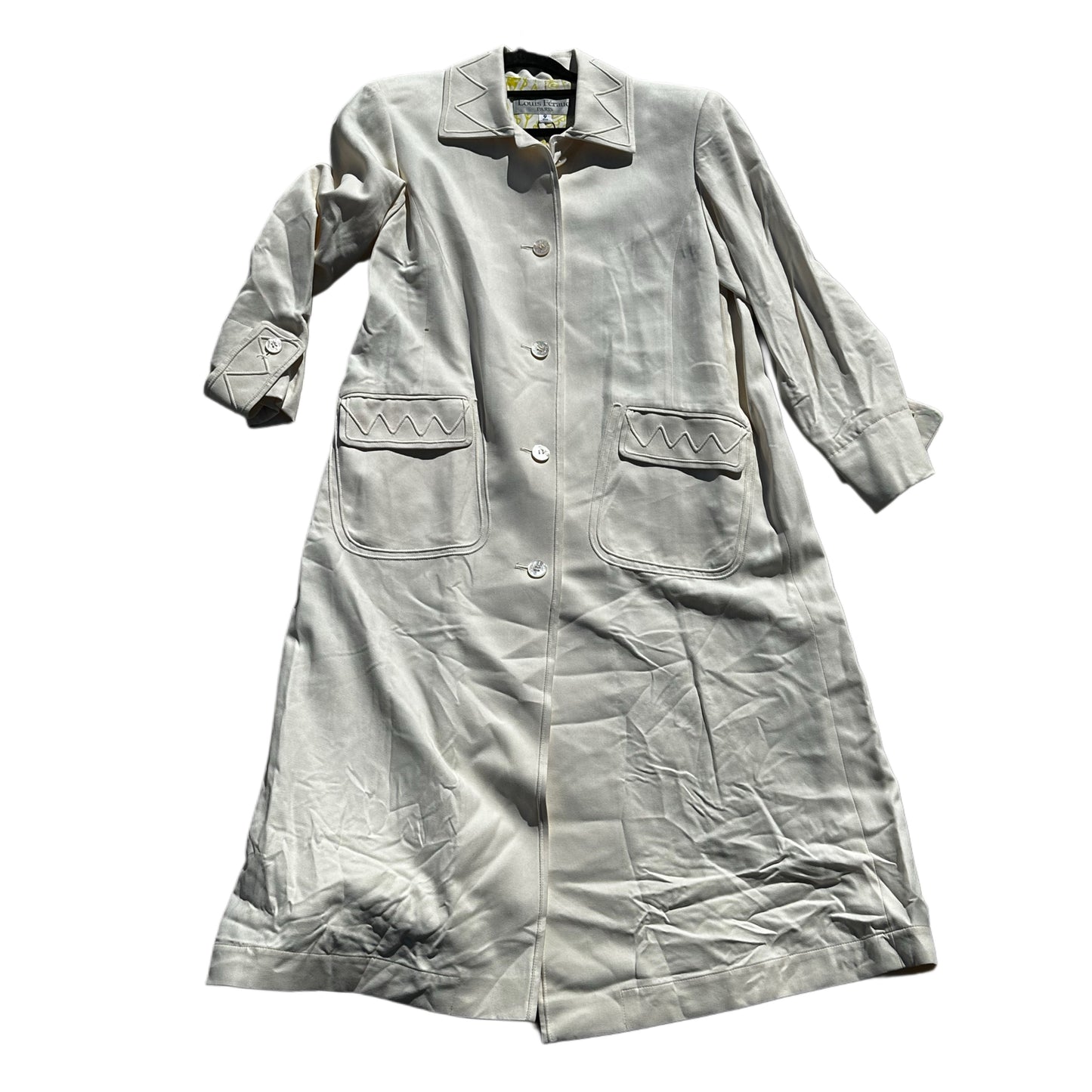 Louis Feraud Embroidered White Coat