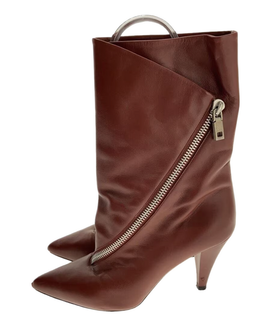 Givenchy Zipper Brown Red Kitten Heel Boots