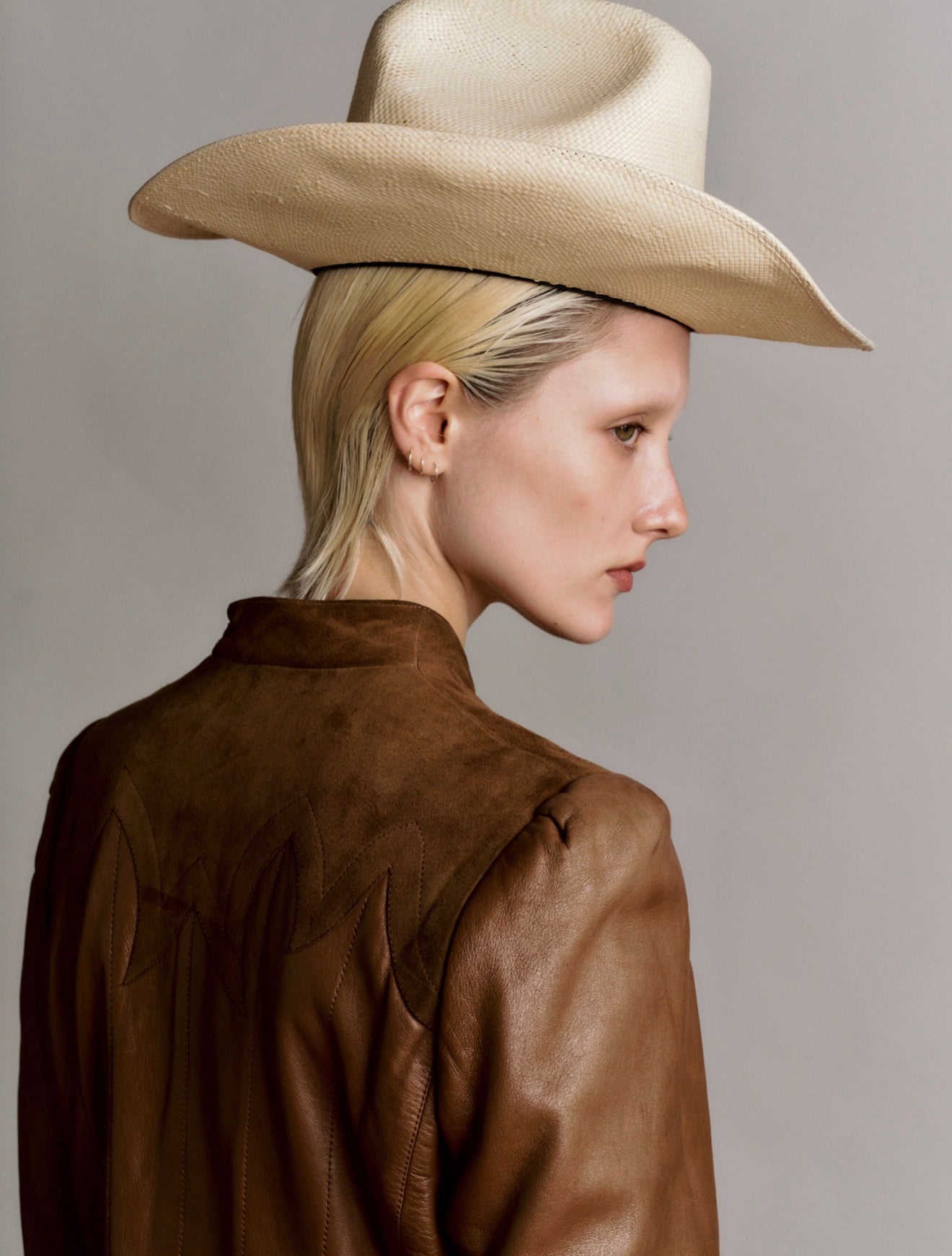 Cassandre Leather Western Suede Gold Button Jacket