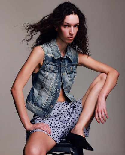 Alexander Mcqueen Grey Black Polkda Dot Shorts w Ruffle Pockets & Skirt