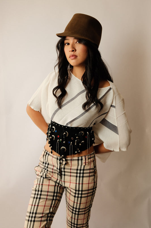 me Issey Miyake diagonal Stripe SS Boxy Top