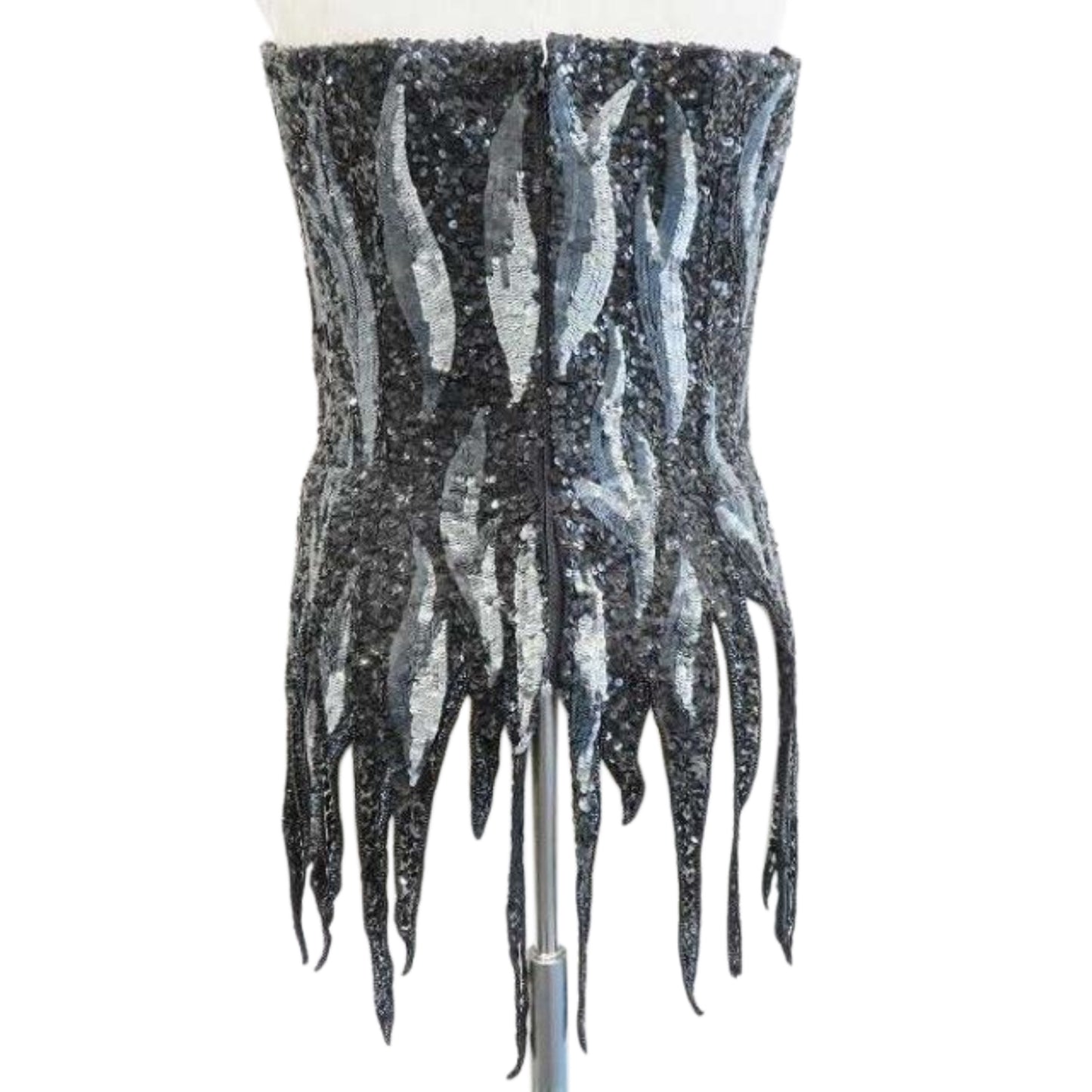 Jean Louis Scherrer Flame Beaded Halterneck Fringe Evening Bustier Top