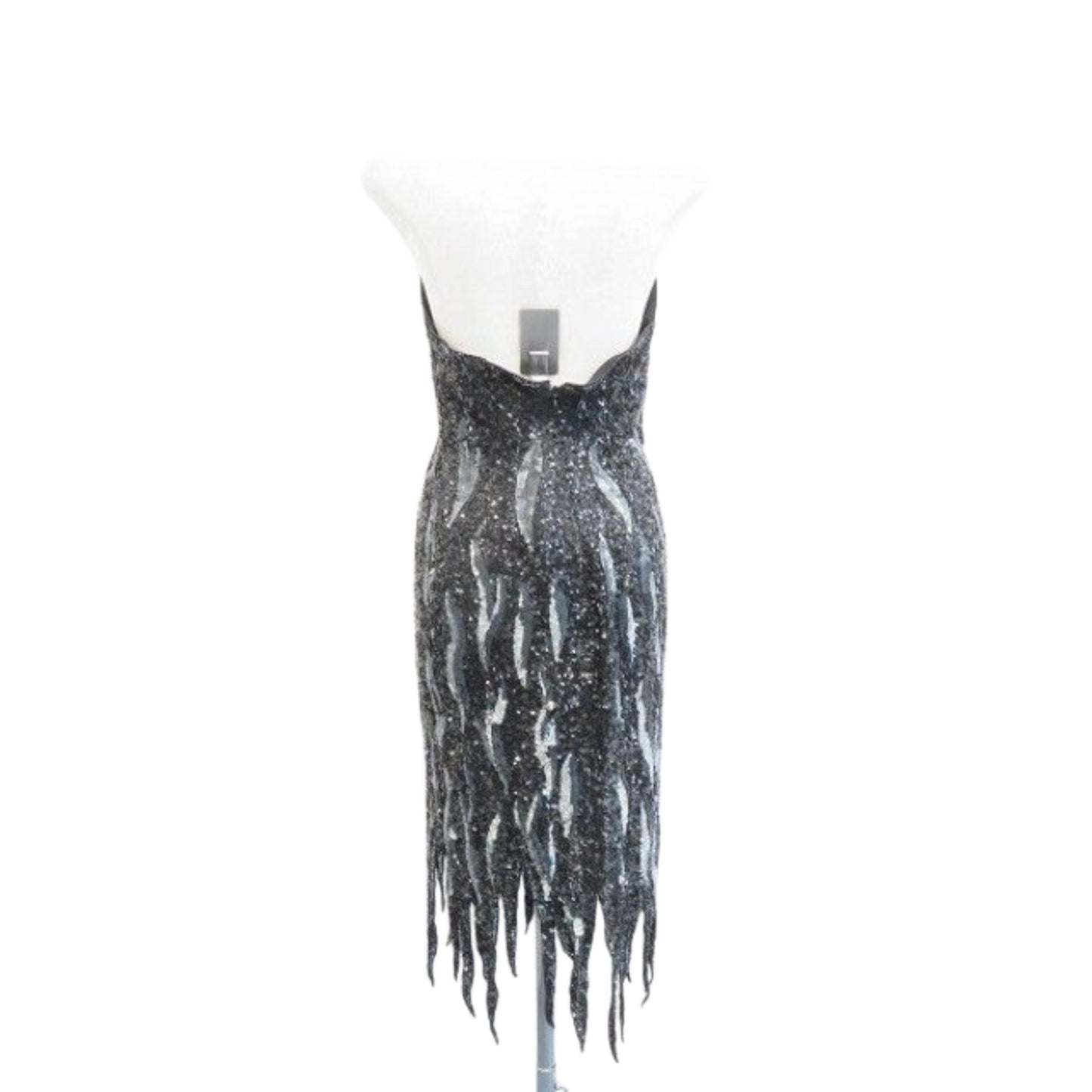 Jean Louis Scherrer Flame Beaded Halterneck Fringe Evening Dress