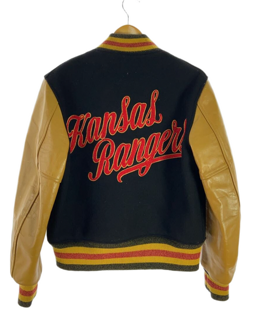 SUGAR CANE _ style Eyes Sleeve Leather Patch TALON Zip-up Stadium Jacket size 38