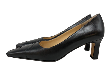 Chanel Coco Square Toe logo cap toe leather pumps