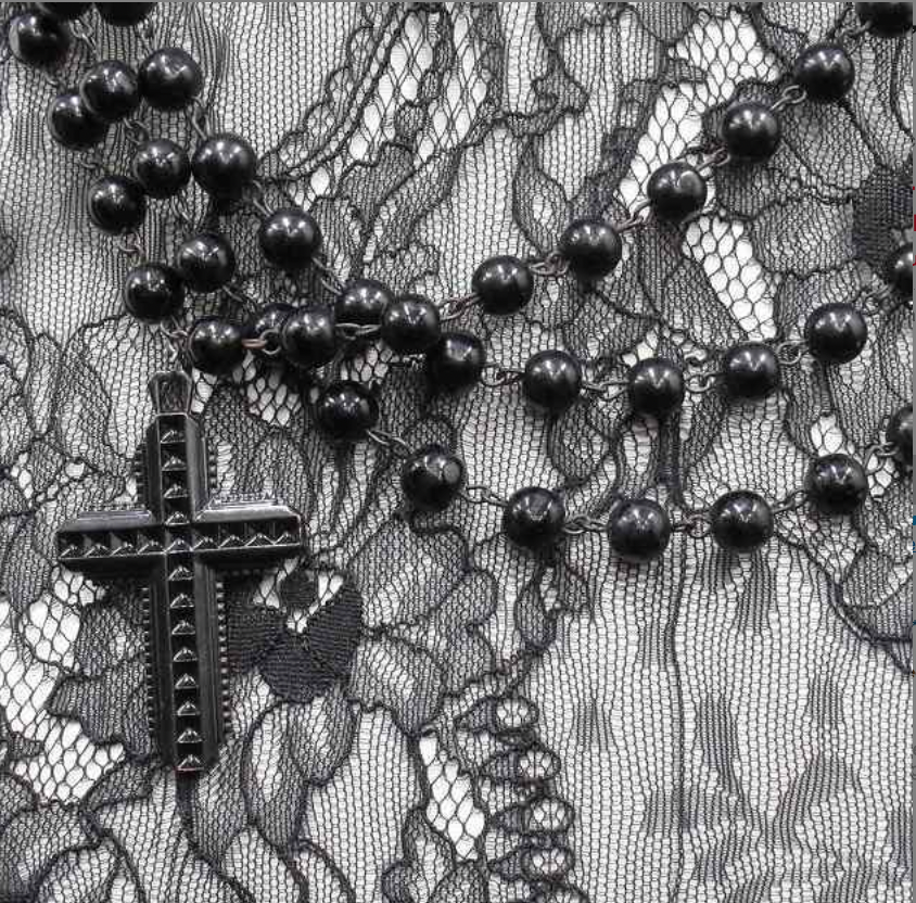 GIVENCHY all-lace frill dress Sless necklace, cross, fringe, size 38
