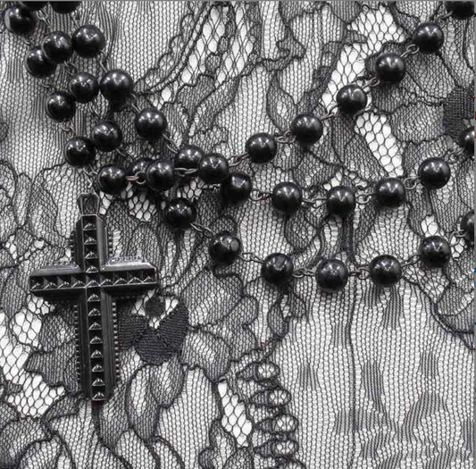 GIVENCHY all-lace frill dress Sless necklace, cross, fringe, size 38
