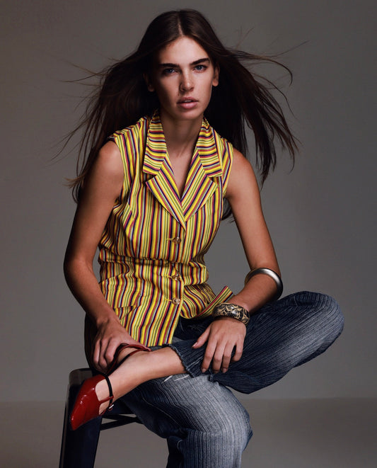 Versace Jeans Couture Stripe Gold Button Vest