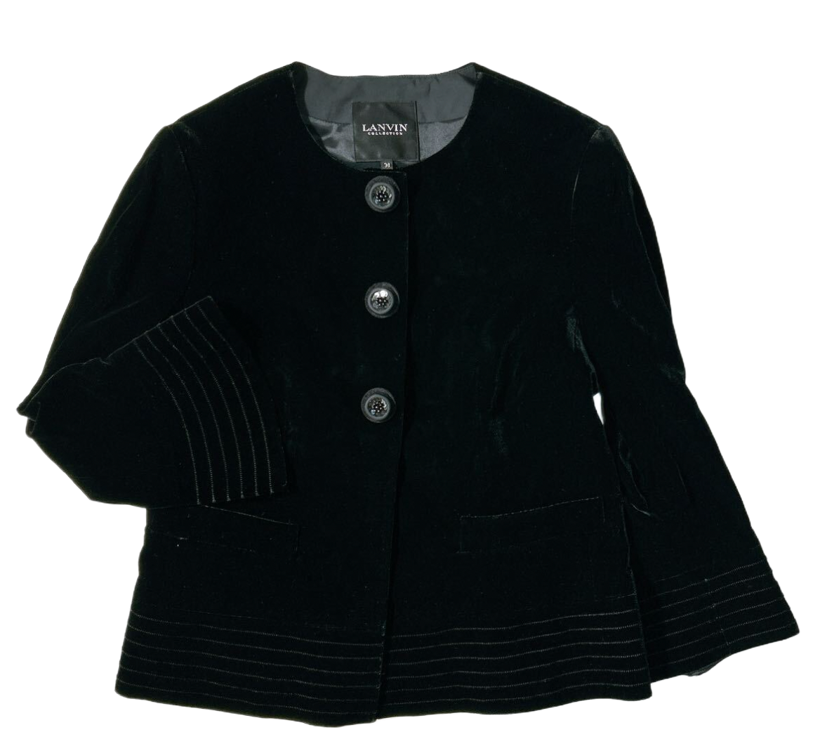 Lanvin Collection velvet bell sleeve button down blazer jacket
