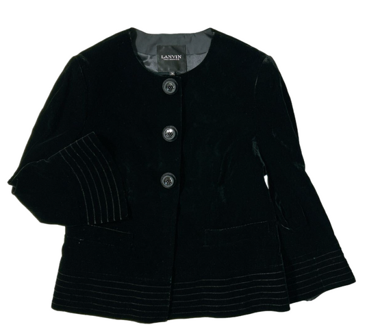 Lanvin Collection velvet bell sleeve button down blazer jacket