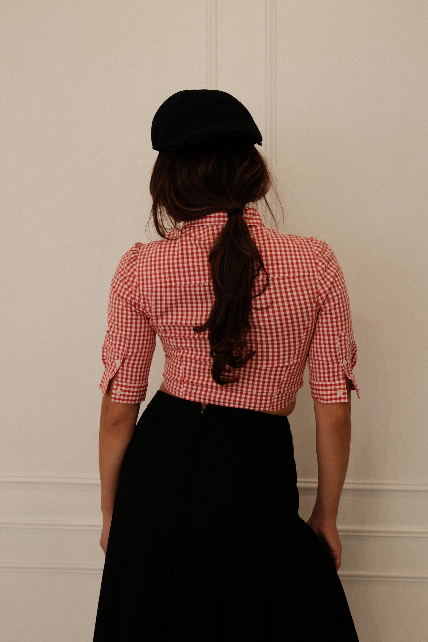 Celine Black Wool Pleated Gold Chain Midi Skirt