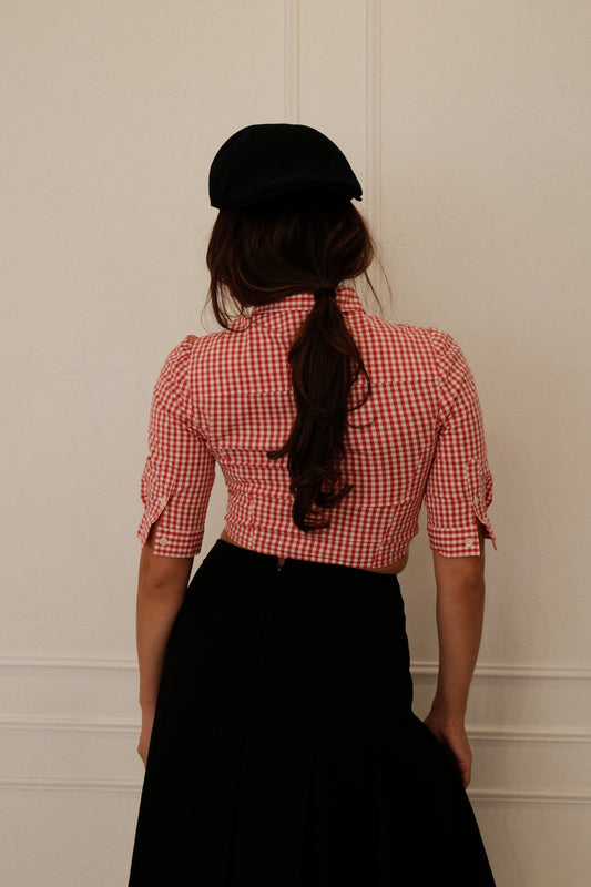 Celine Black Wool Pleated Gold Chain Midi Skirt