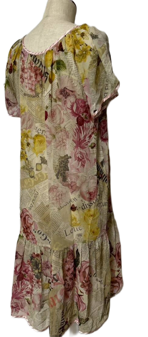 John Galliano Sheer floral print long one-piece dress