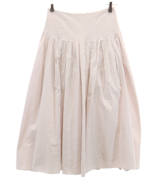 Lanvin Collection Pink White Stripe drop waist gathered skirt
