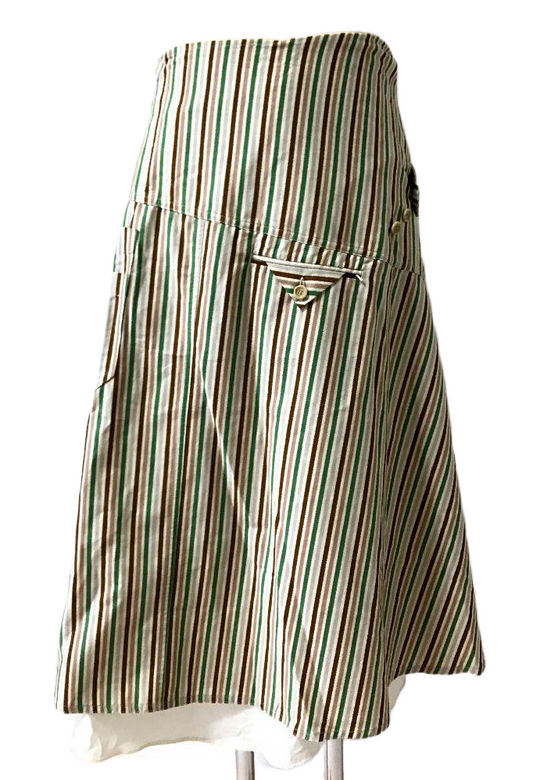 Marni Stripe Multi Colour A Line Skirt w Assymetrical Waist