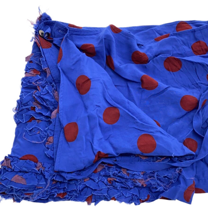tricot COMME des GARCONS Blue Burgundy Dot Wrap Rip Skirt AD 2003