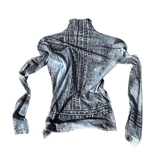 Acne Studios Denim Mesh Mock Neck LS Top