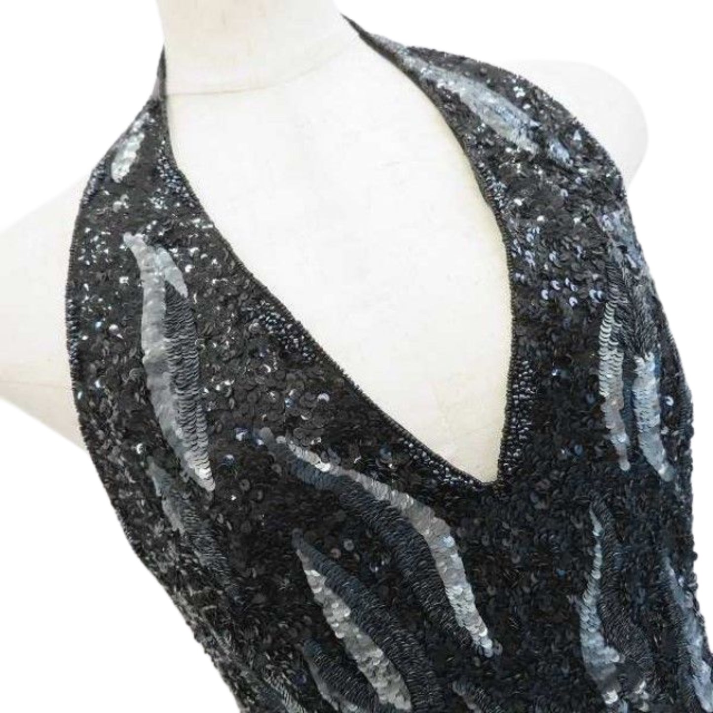 Jean Louis Scherrer Flame Beaded Halterneck Fringe Evening Dress