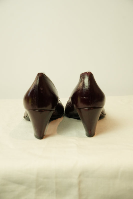 Nebuloni Burgundy Floral Ballet Heels Sz 36