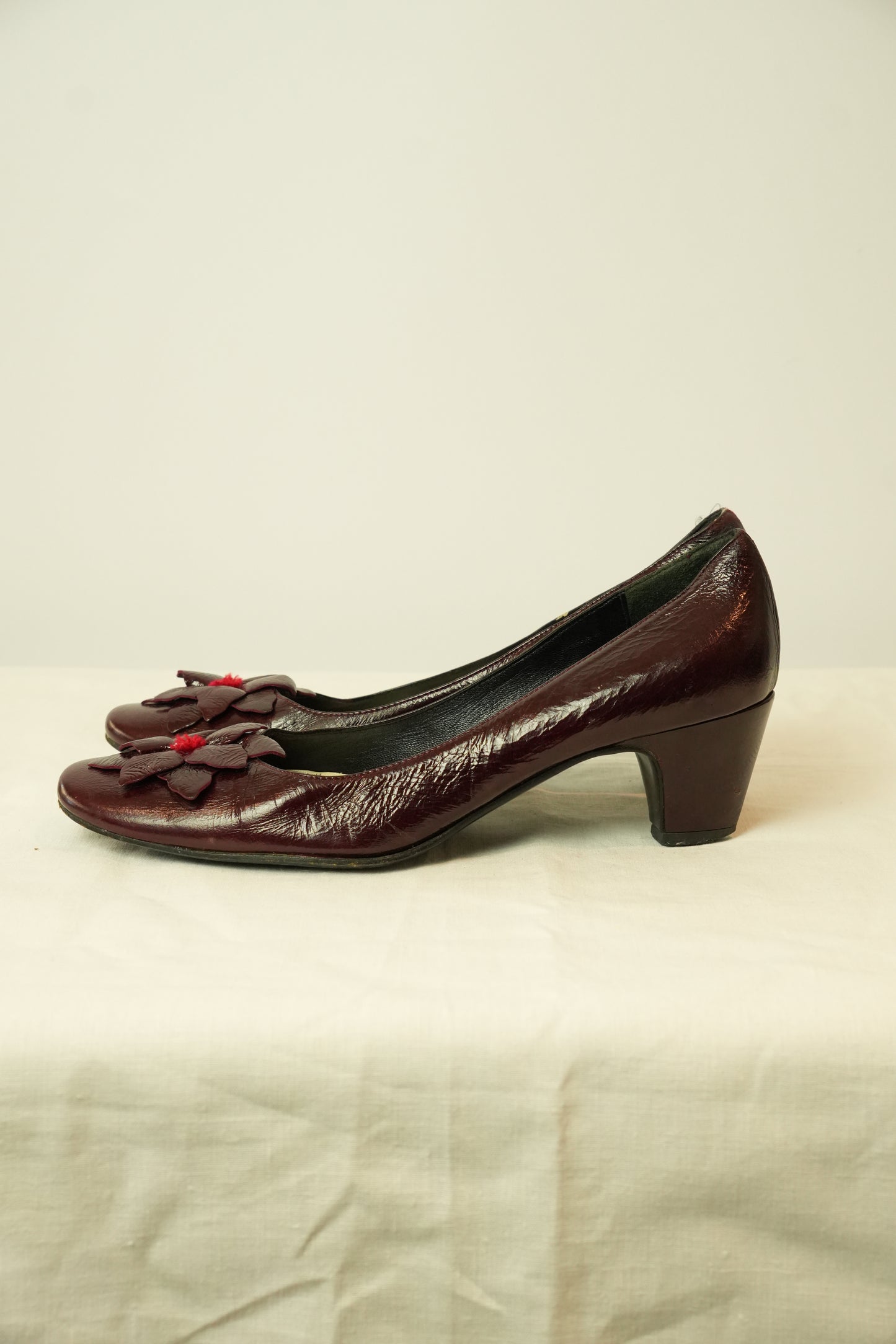 Nebuloni Burgundy Floral Ballet Heels Sz 36