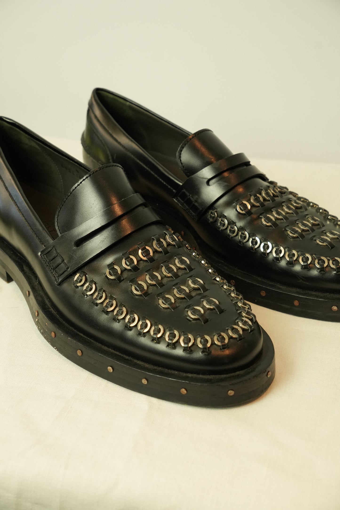 Lanvin Piercing Black Loafers Mens Sz 8
