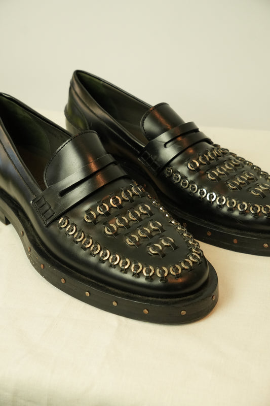 Lanvin Piercing Black Loafers Mens Sz 8