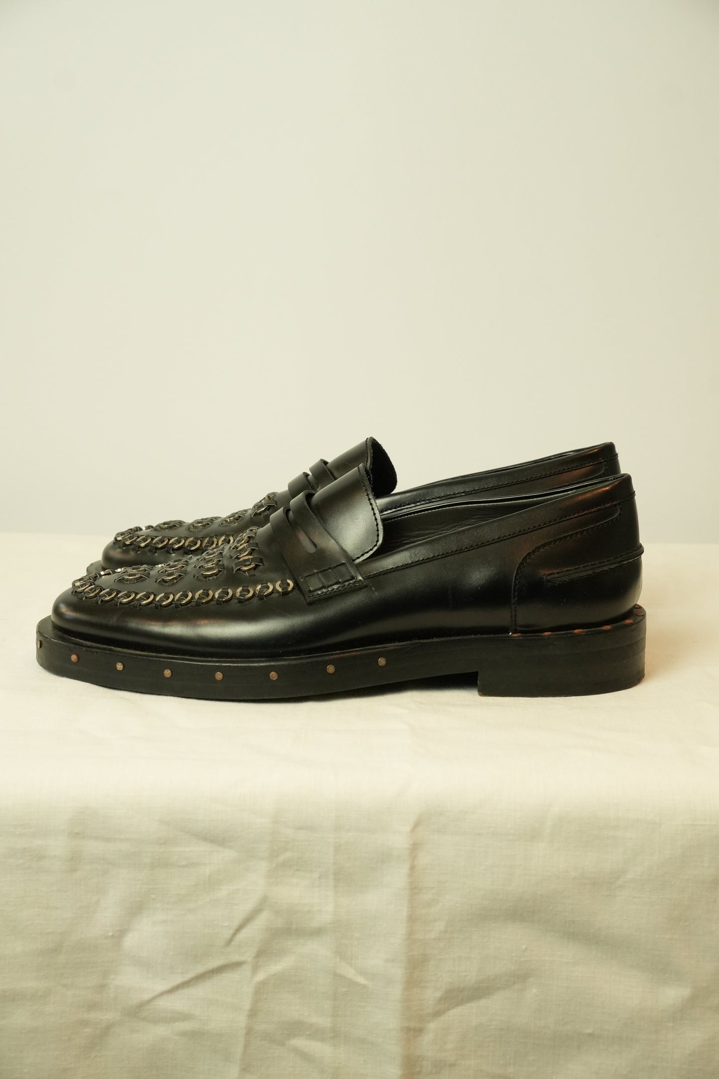 Lanvin Piercing Black Loafers Mens Sz 8