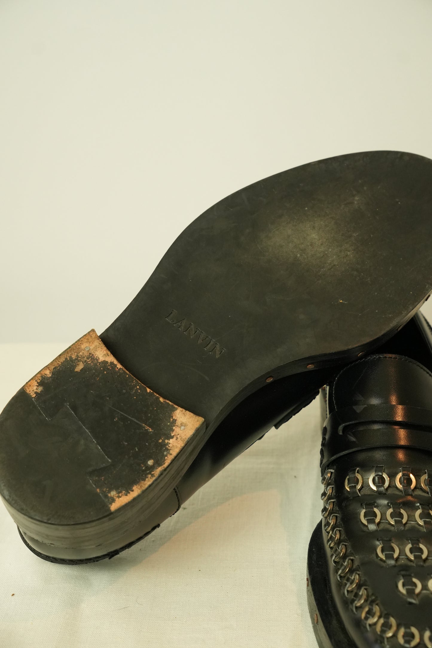 Lanvin Piercing Black Loafers Mens Sz 8