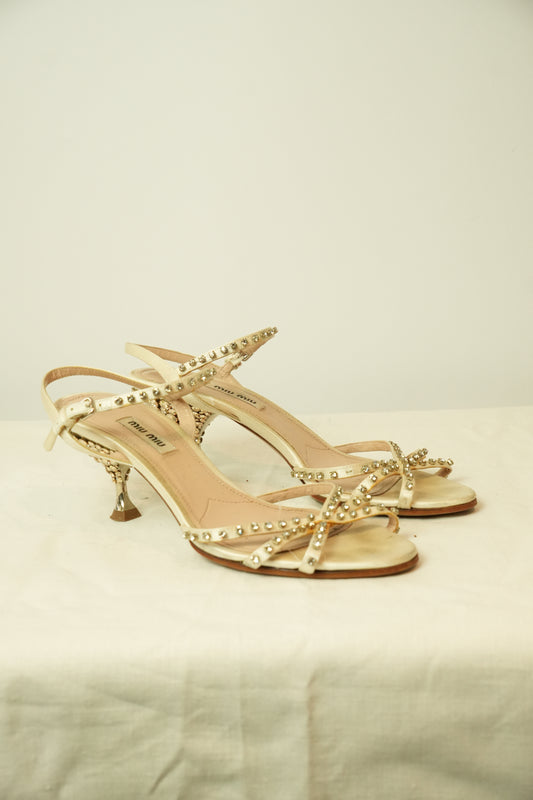 Miu Miu Rhinestone Sandals 37.5