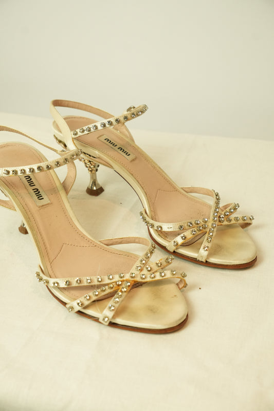 Miu Miu Rhinestone Sandals 37.5