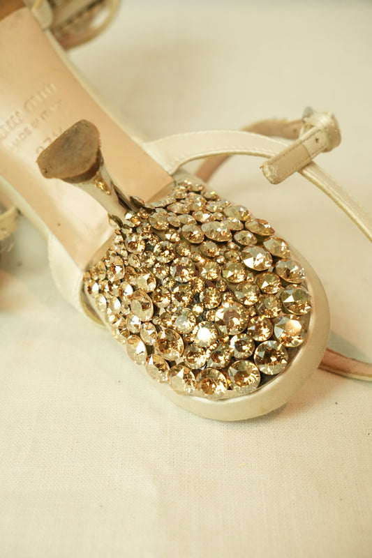 Miu Miu Rhinestone Sandals 37.5