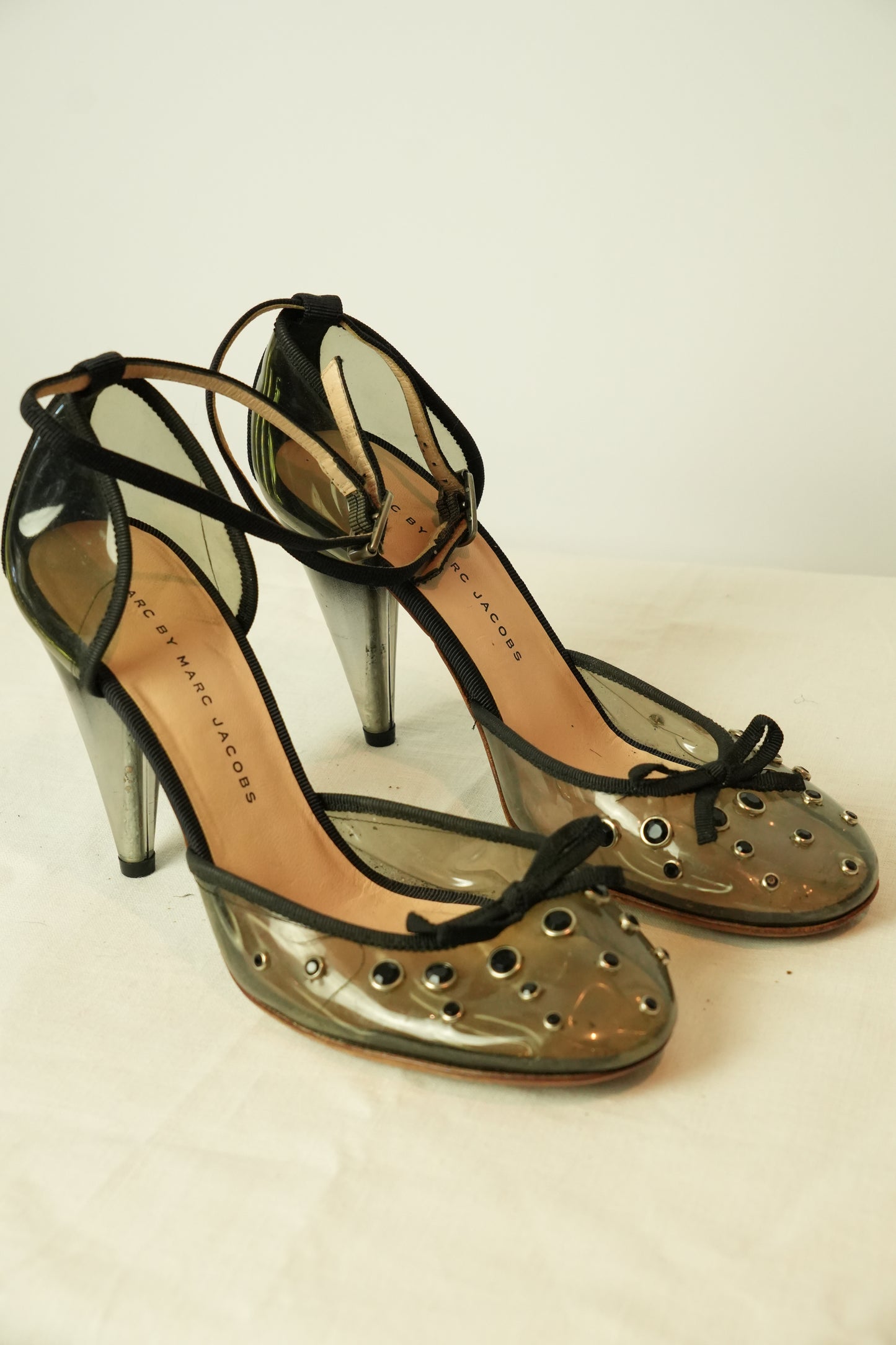 Marc by Marc Jacobs PVC w Embelishment Heels w Ankle Strap Sz 36.5