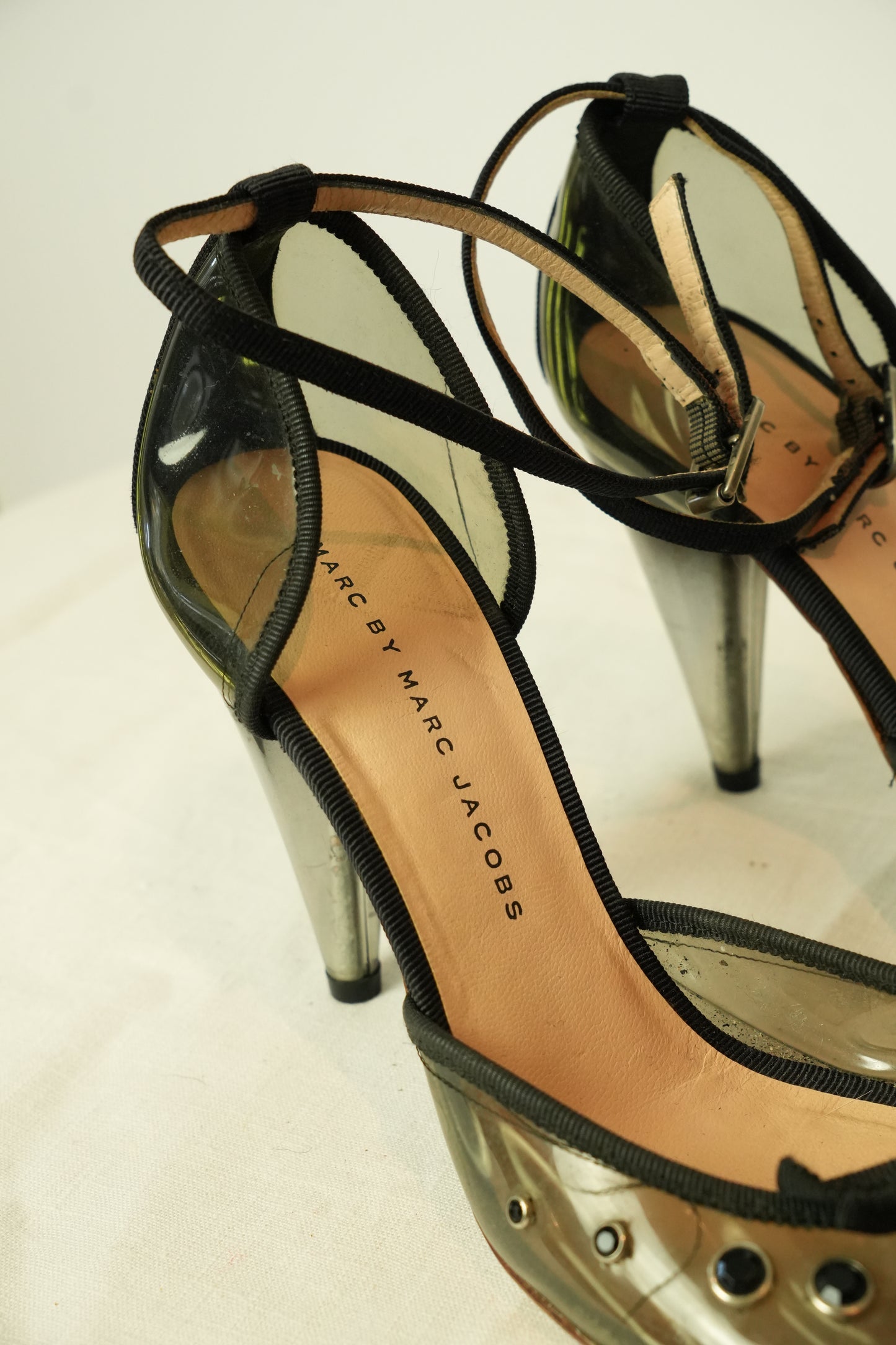 Marc by Marc Jacobs PVC w Embelishment Heels w Ankle Strap Sz 36.5