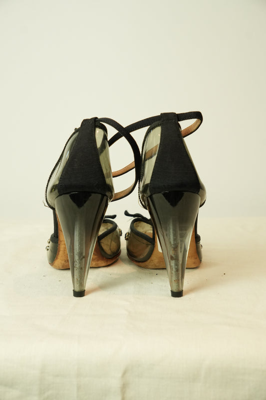Marc by Marc Jacobs PVC w Embelishment Heels w Ankle Strap Sz 36.5