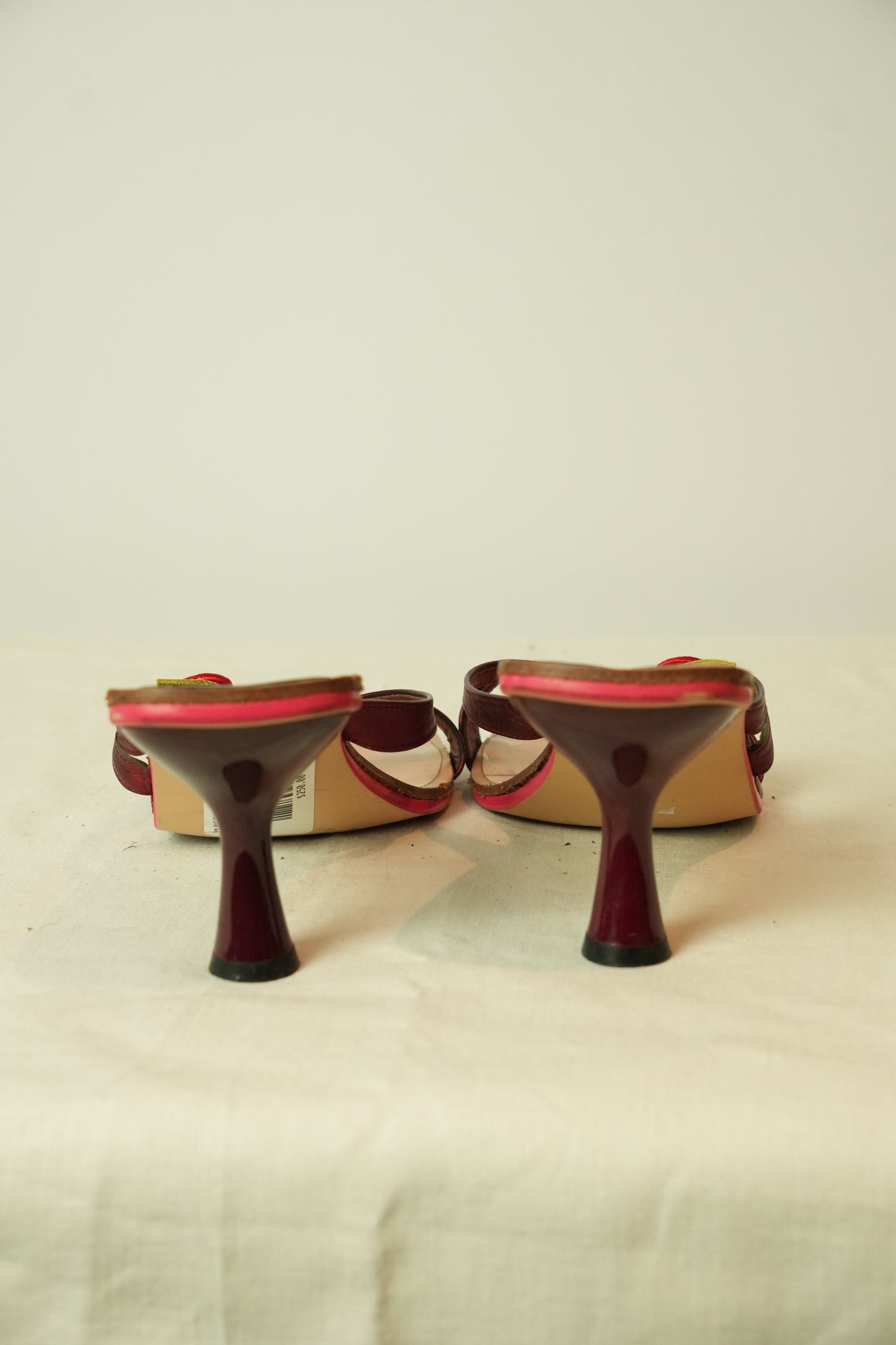 Rose Motif Criss Cross Sandal Heels Sz L/36.5