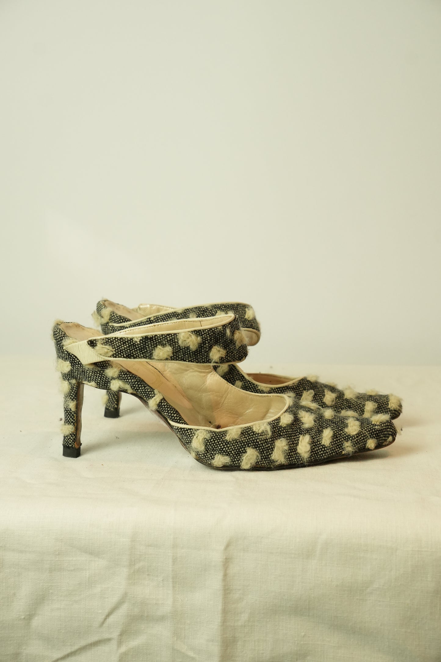 Christian Dior Tweed Dot Point Toe Heels