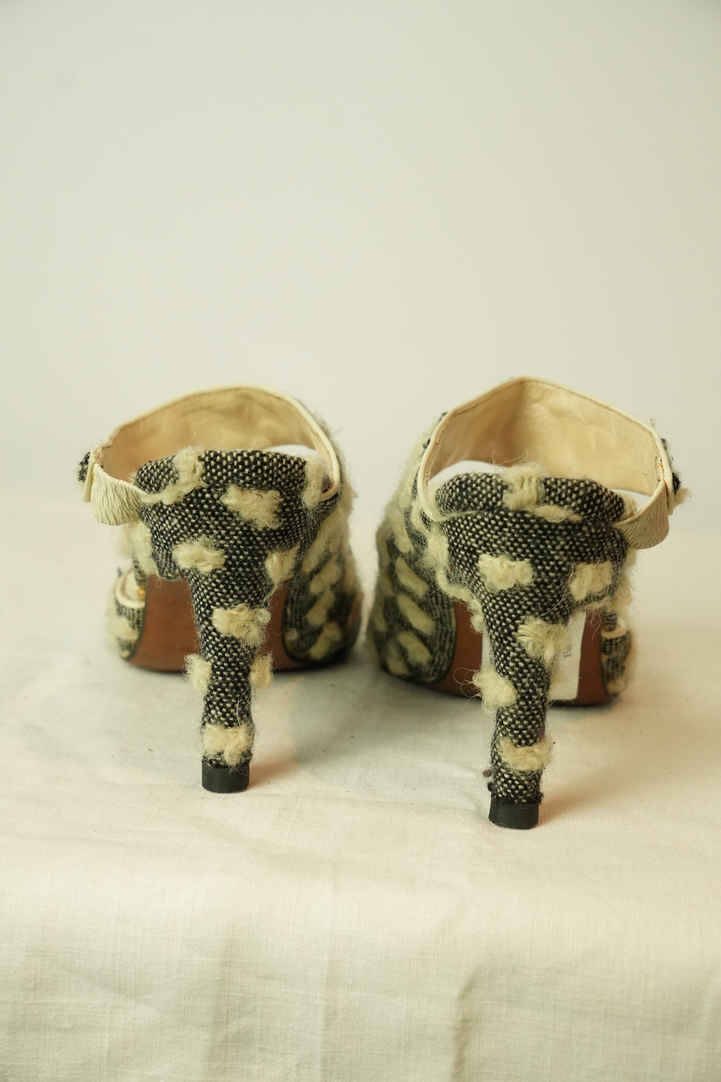 Christian Dior Tweed Dot Point Toe Heels