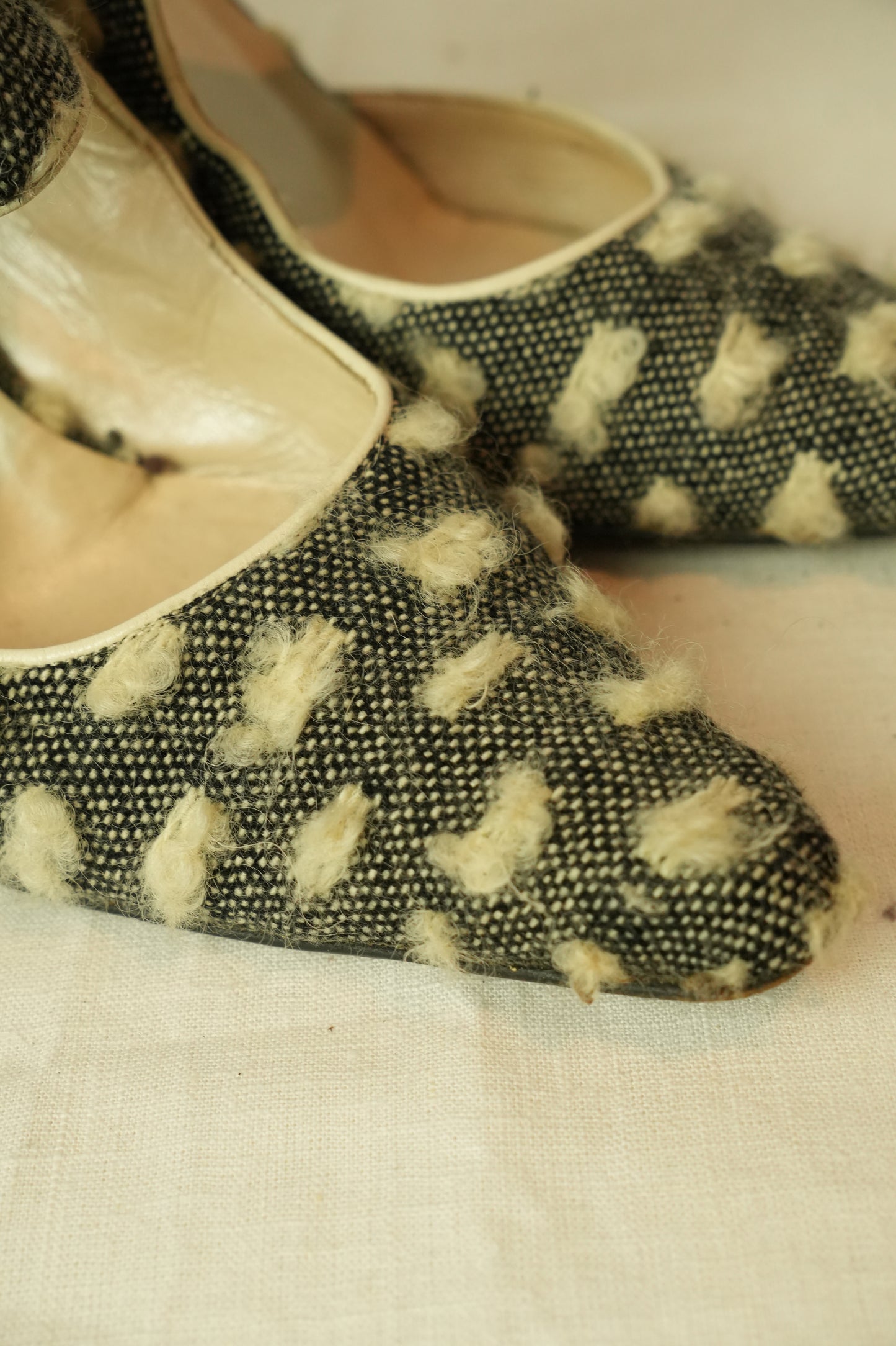 Christian Dior Tweed Dot Point Toe Heels
