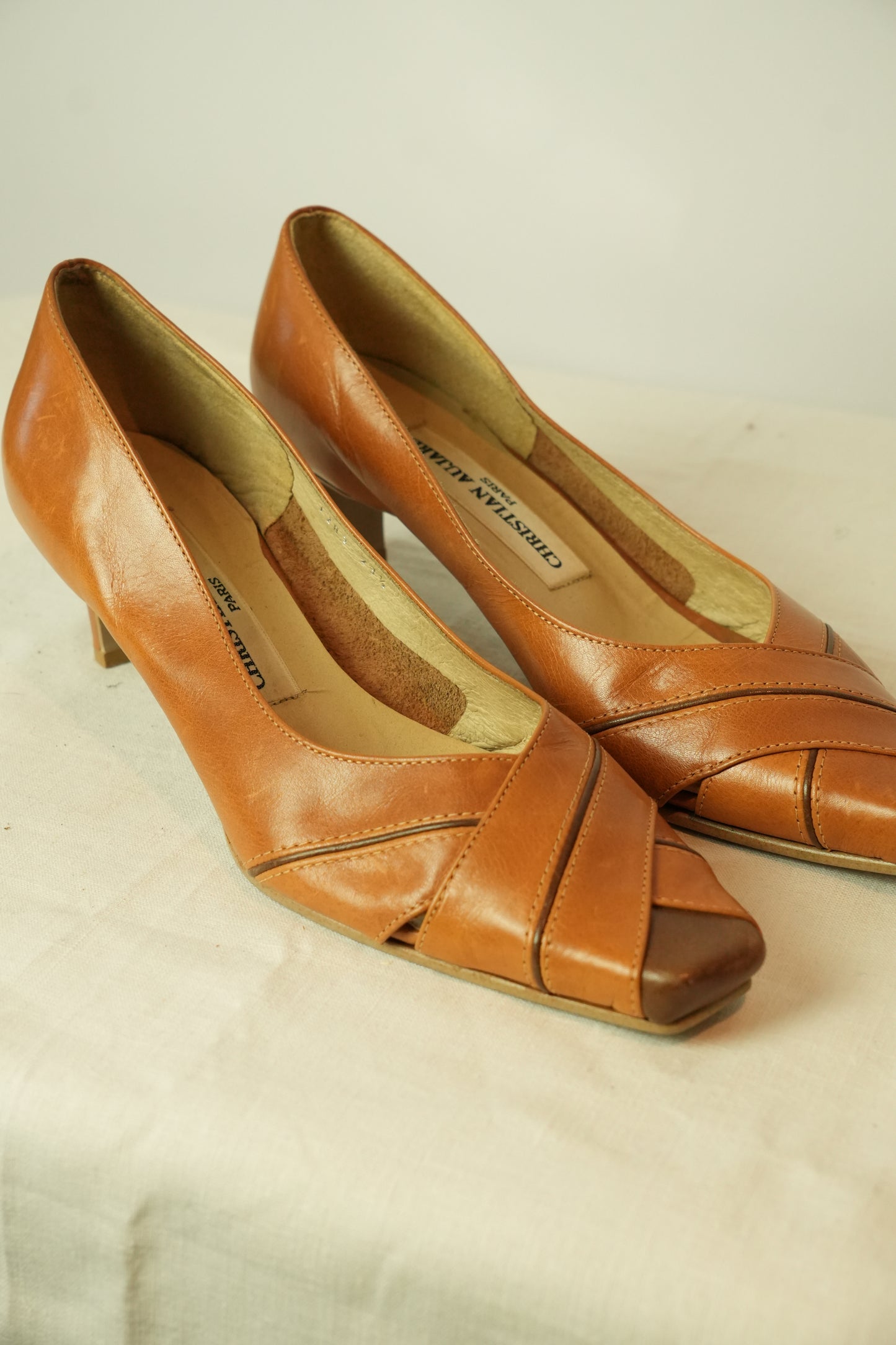 Christian Aujard Brown Square Toe Sz 36.5