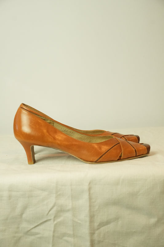 Christian Aujard Brown Square Toe Sz 36.5