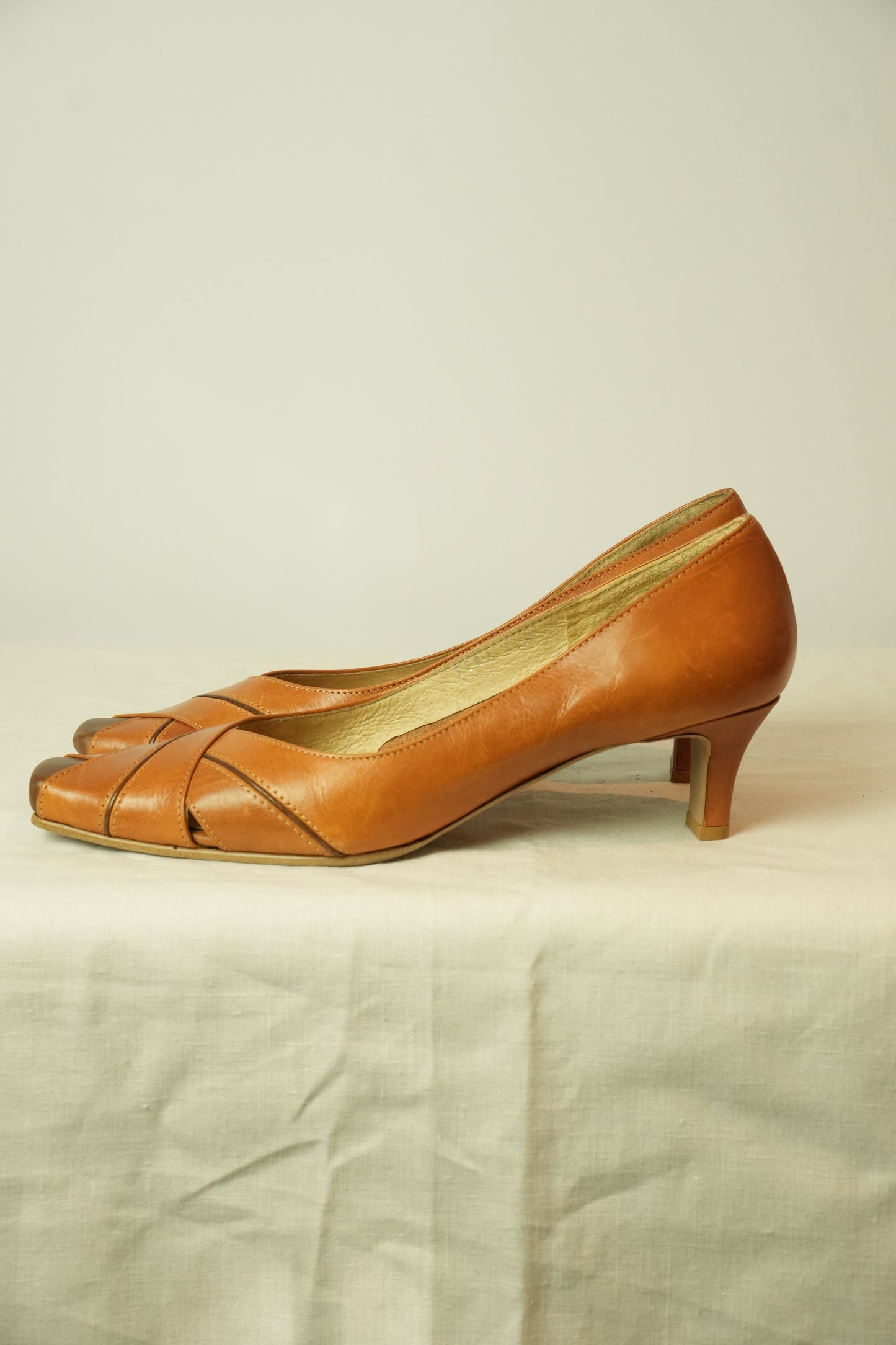 Christian Aujard Brown Square Toe Sz 36.5