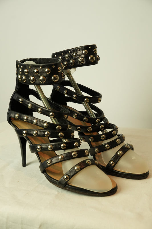 Giuseppe Zanotti Studded Strappy Zipback Heels Sz 39