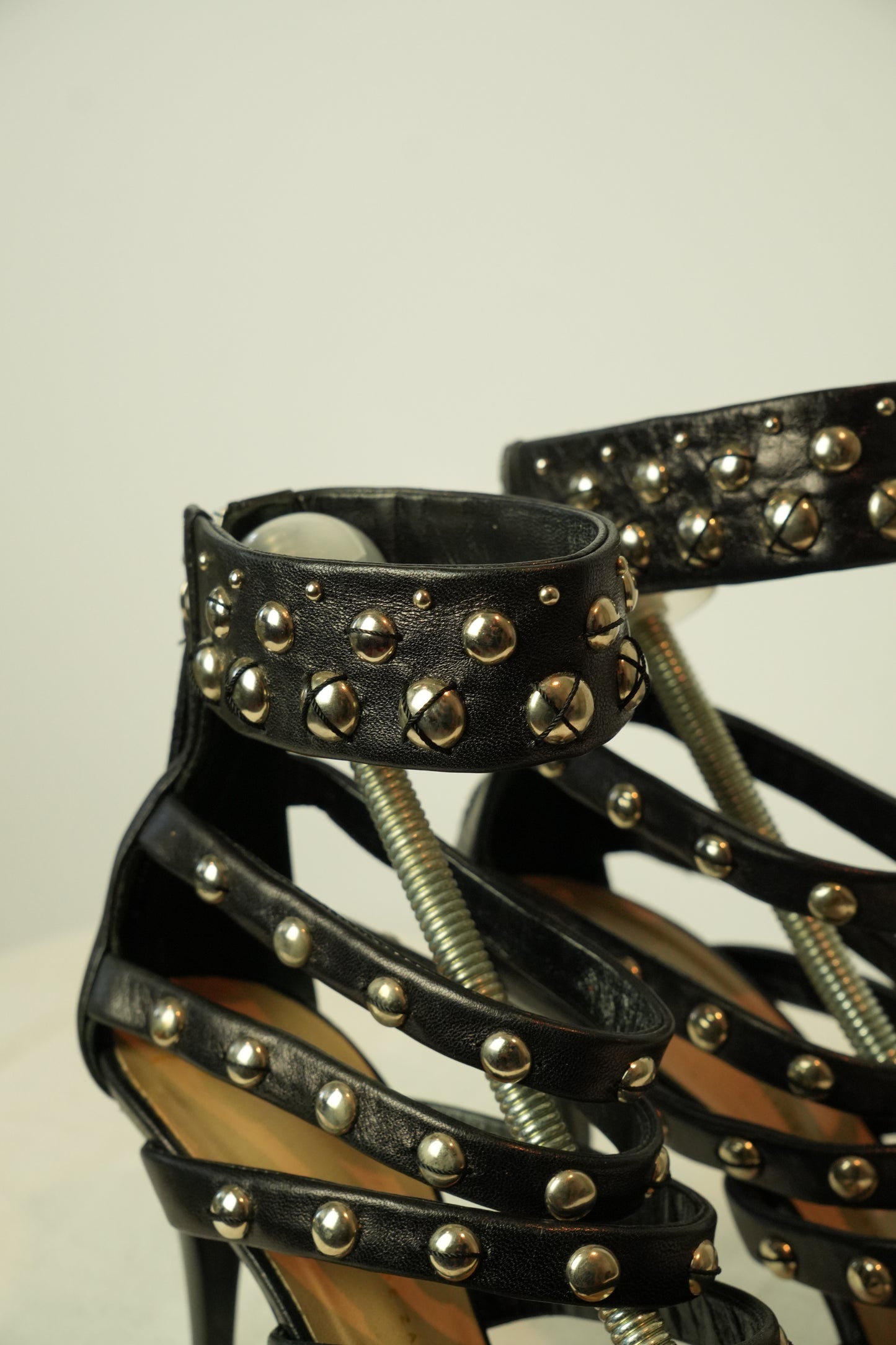 Giuseppe Zanotti Studded Strappy Zipback Heels Sz 39
