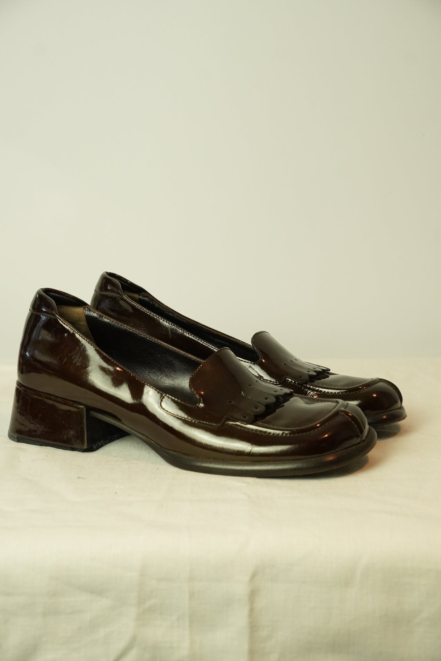 Prada Brown Patent Tassel Leather Loafer Sz 35.5