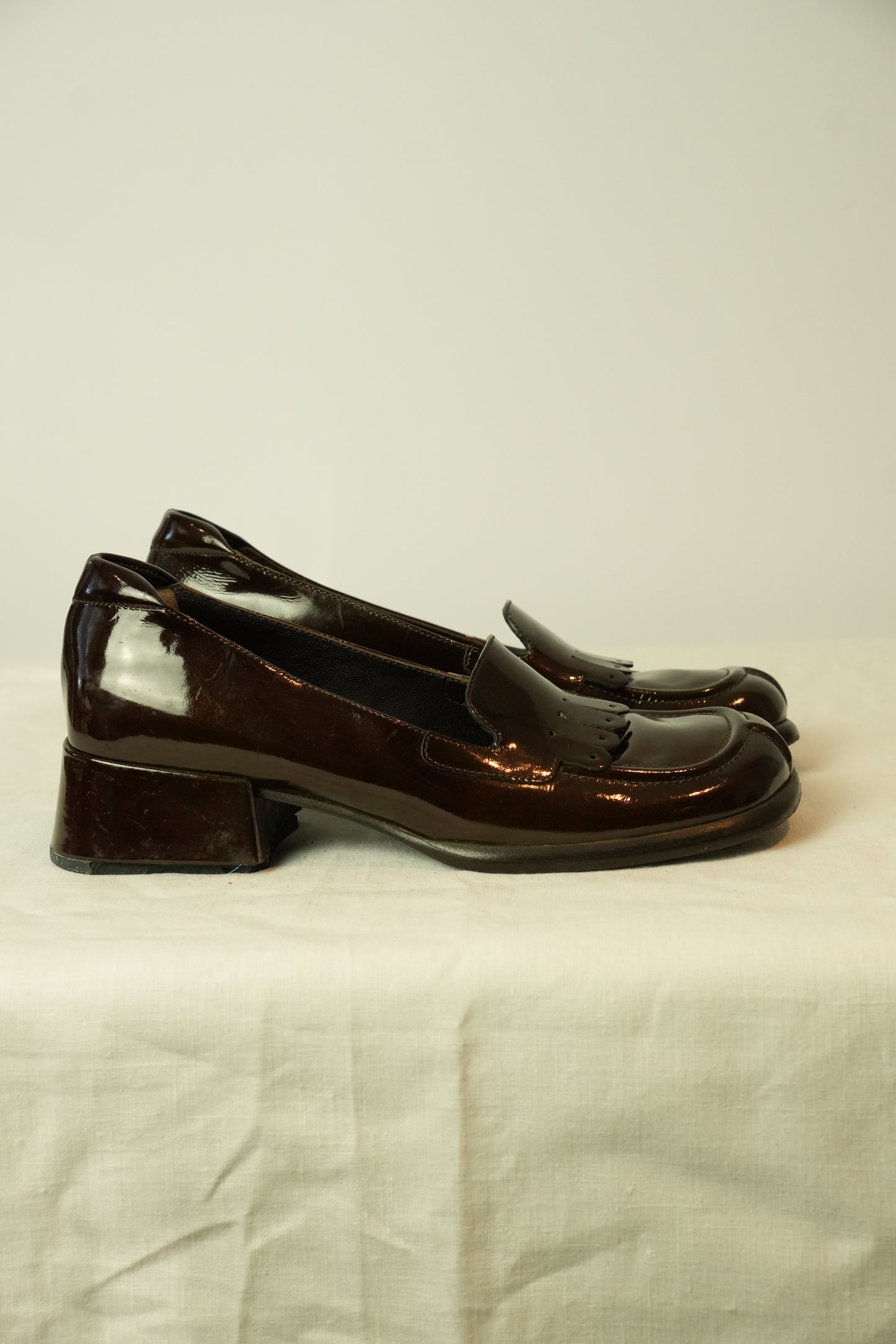 Prada Brown Patent Tassel Leather Loafer Sz 35.5