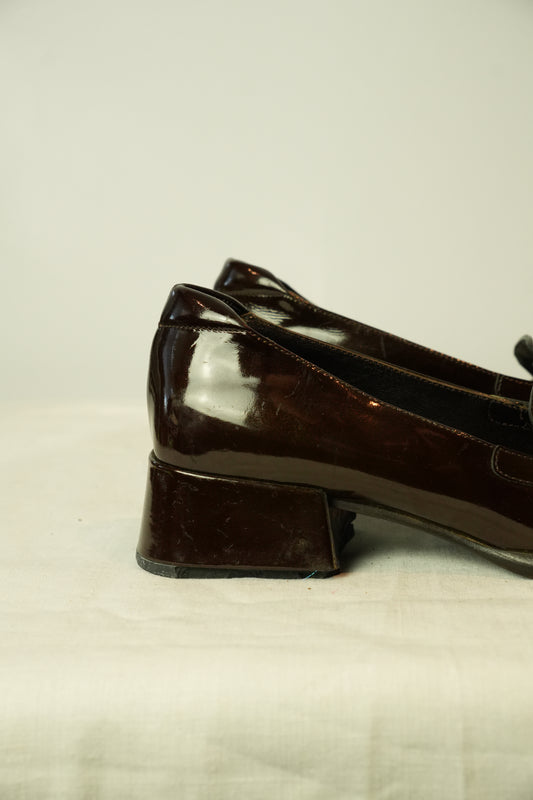 Prada Brown Patent Tassel Leather Loafer Sz 35.5