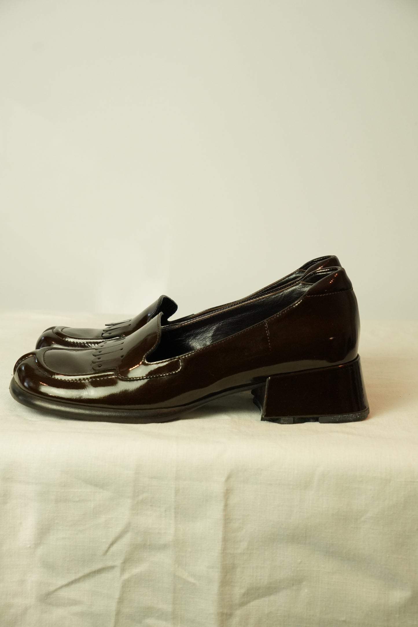 Prada Brown Patent Tassel Leather Loafer Sz 35.5