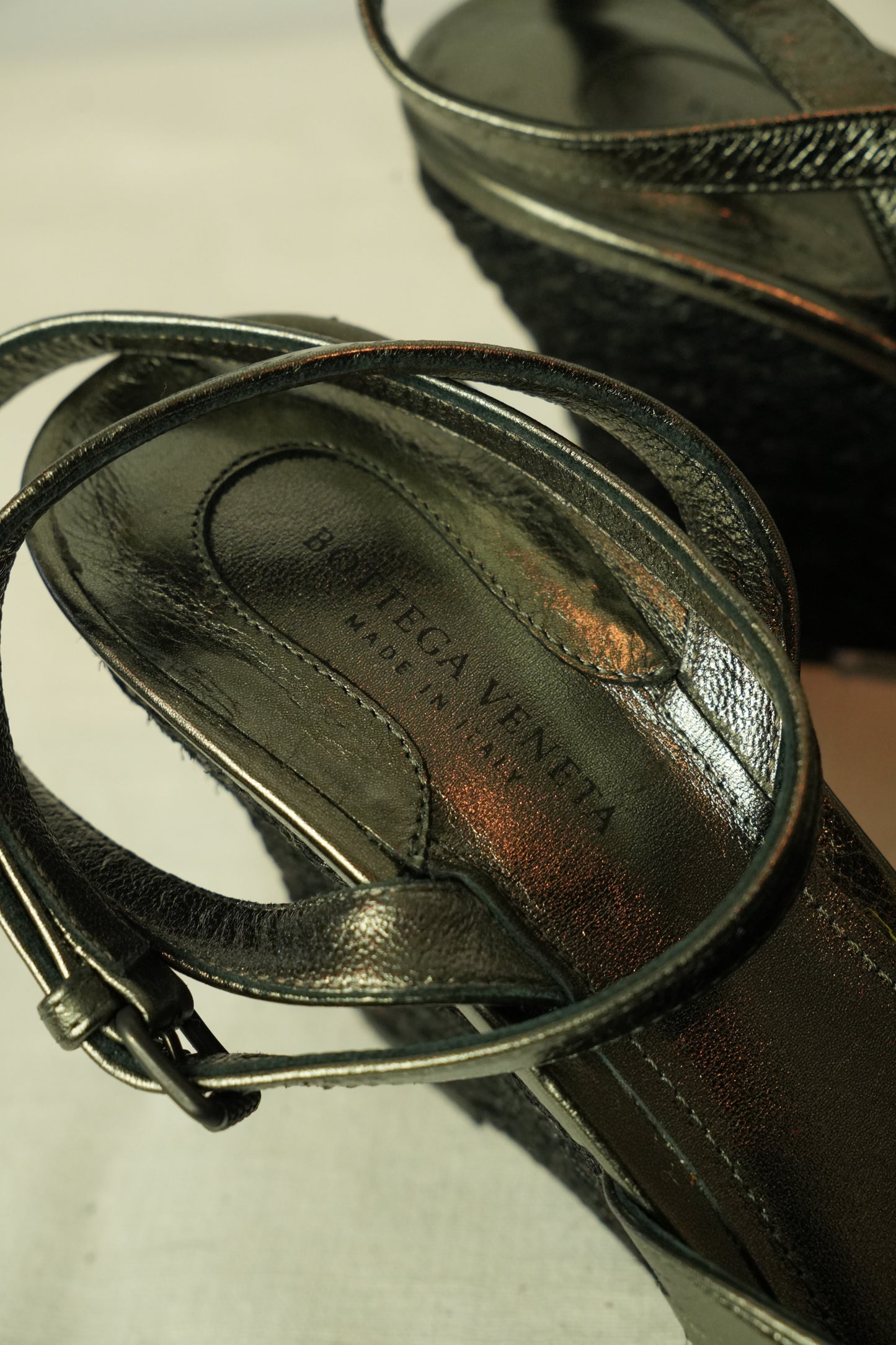 Bottega Veneta Intrecciato Woven Wedge Sandals Sz 37