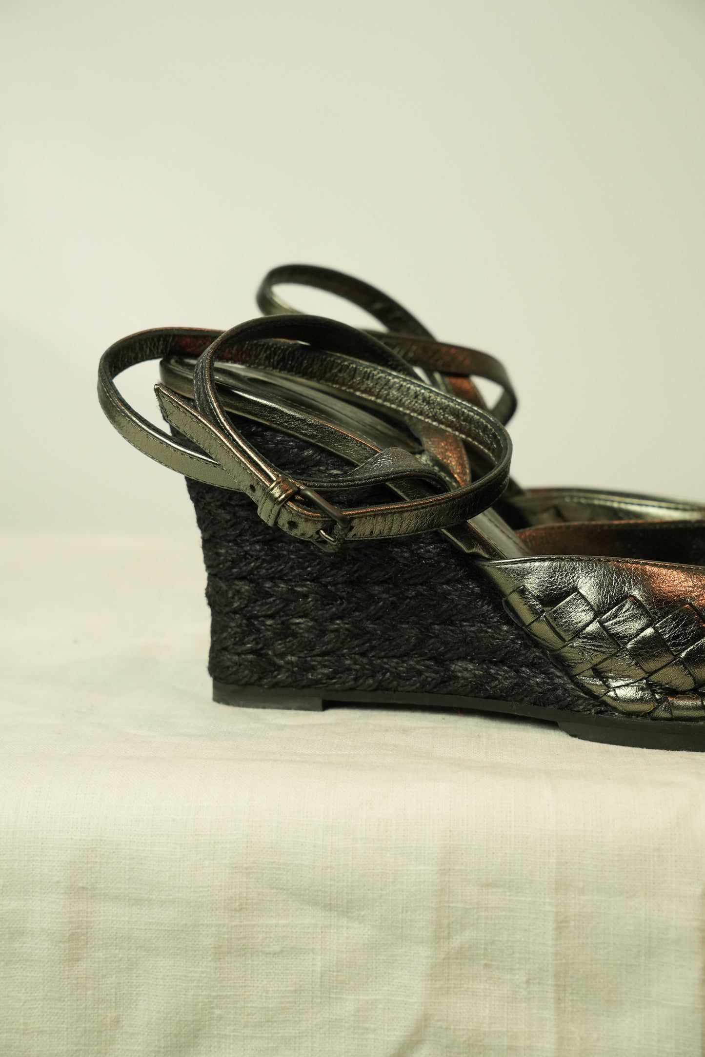 Bottega Veneta Intrecciato Woven Wedge Sandals Sz 37