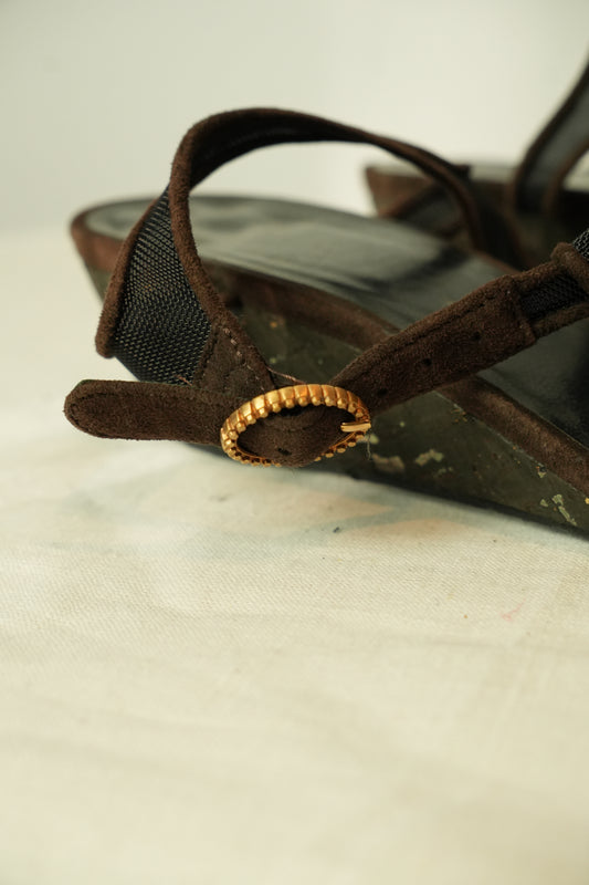 Chanel Camelia Sandals Sz 37.5